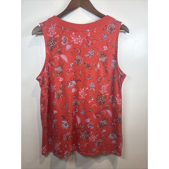 J. Jill Red Floral Bohemian Sleeveless Shirt Top Women's Size Large - Picture 3 of 6